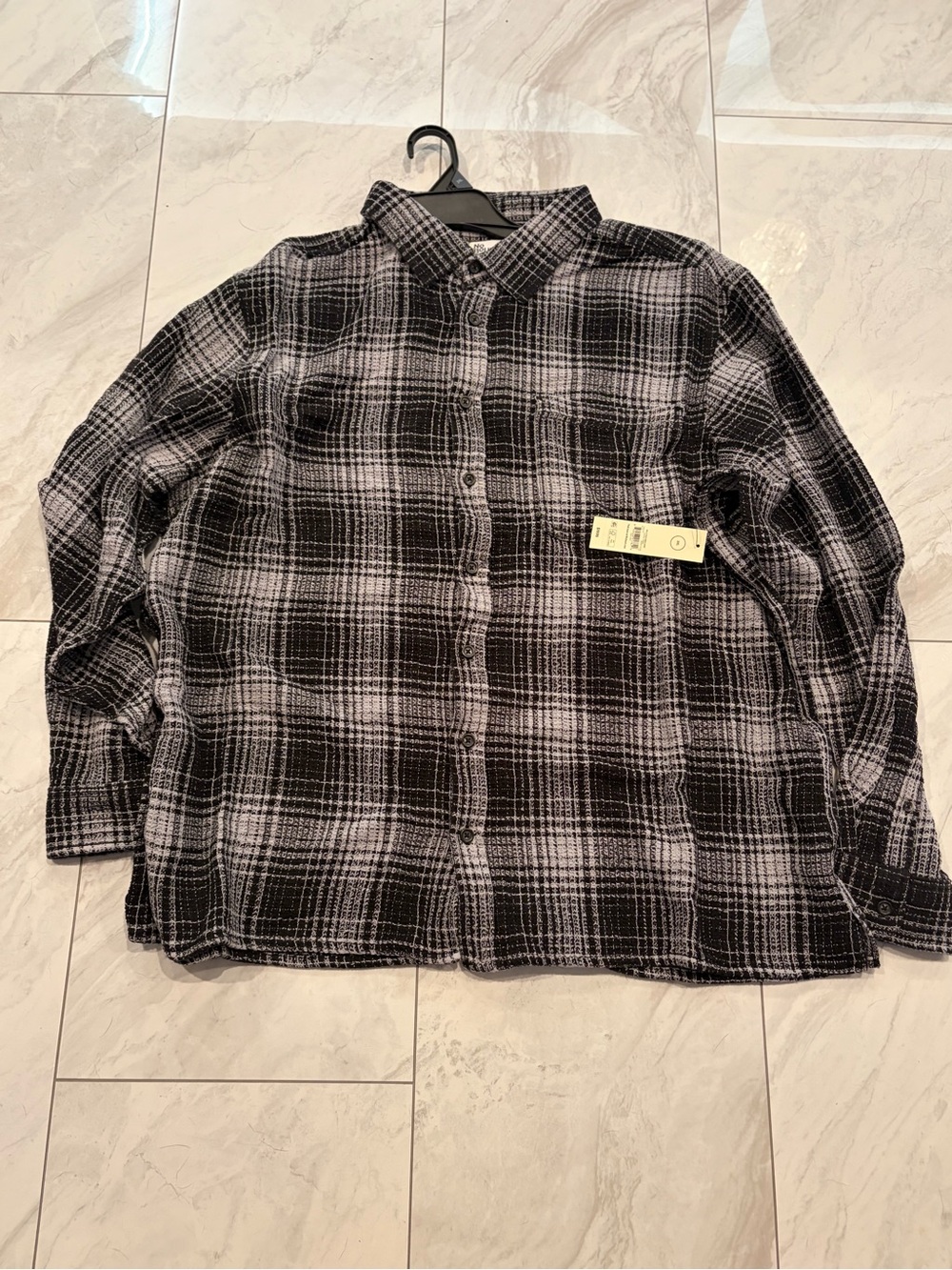 Classic 3XL NWT Black & Gray Plaid Men's Button-Up Shirt